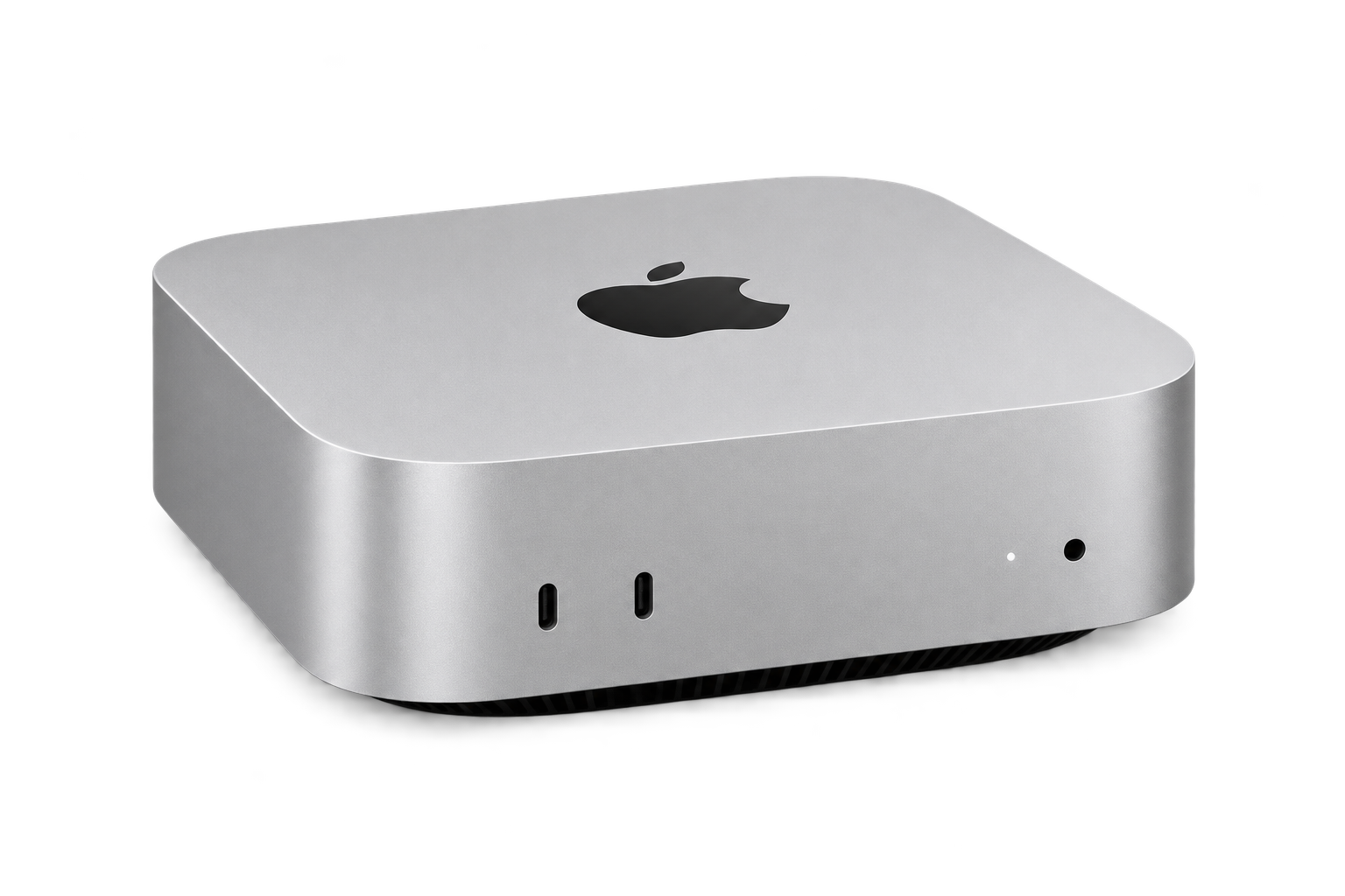 Silver Mac mini in a clean studio product view